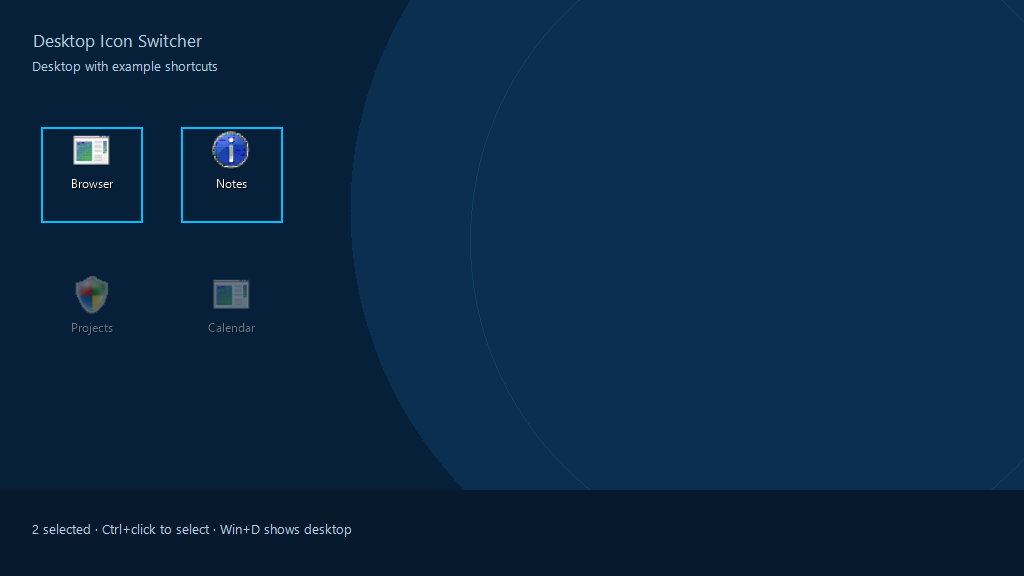 Icon selection with marked and transparent icons