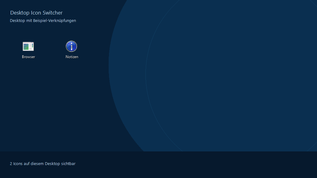 Beispiel-Desktop mit ausschließlich ausgewählten Icons