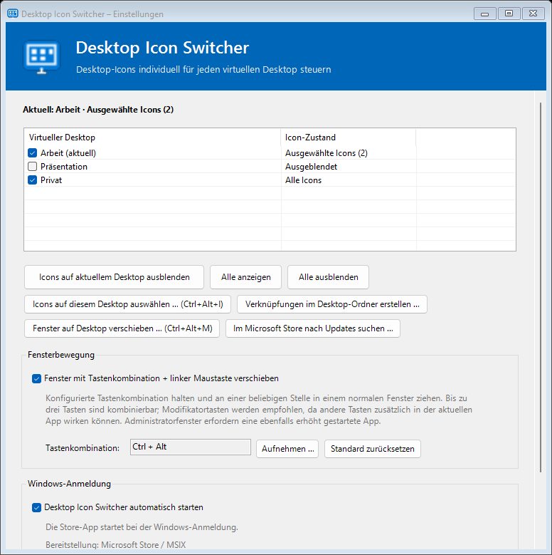 Einstellungen mit der Microsoft-Store-Update-Prüfung